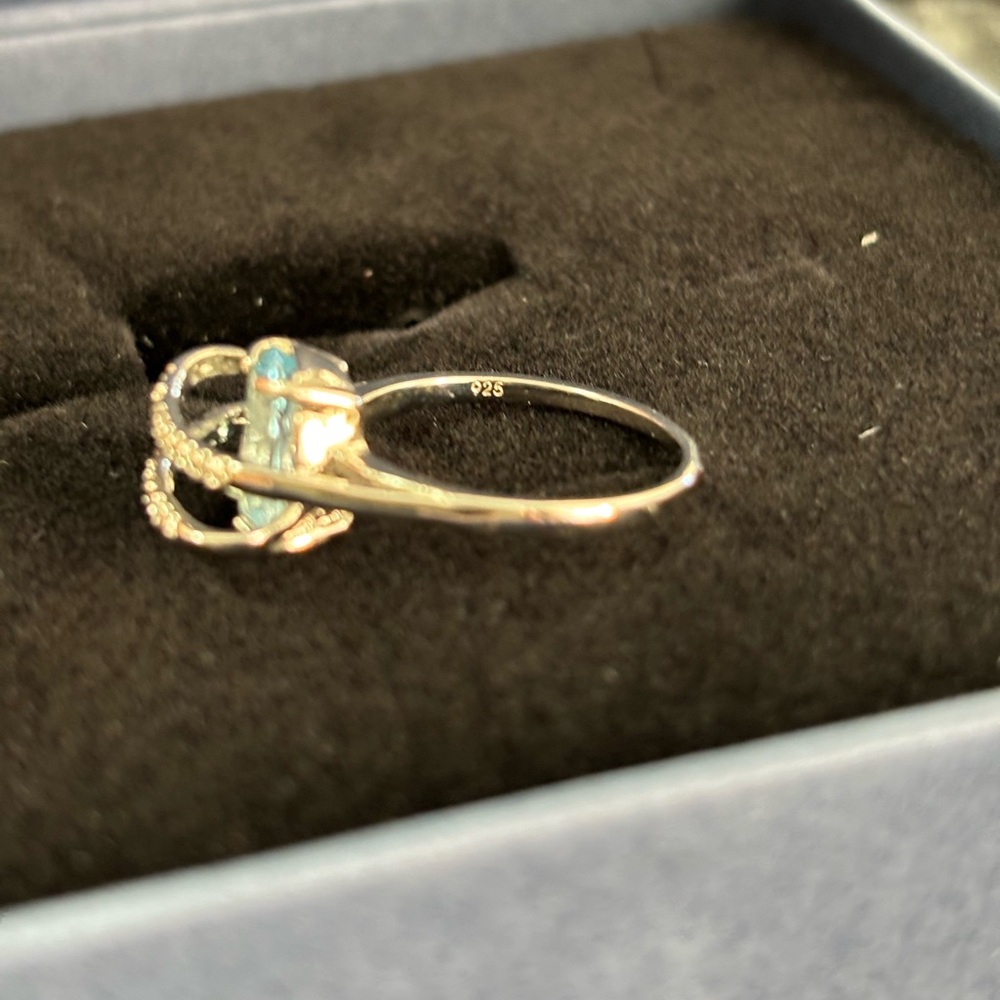Topaz Blue Natural 3.88 CT Size 8 Ring w/ Diamond Accent - Picture 5 of 7